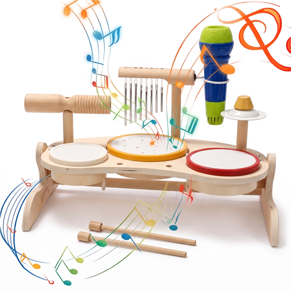 Kids Toys Xylophone - Conjunto de Tambores de Madeira para